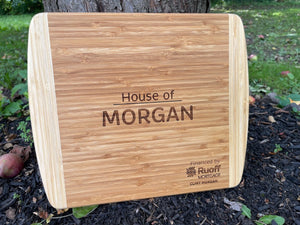 Personalized Bamboo Cutting Board with House of Morgan engraved